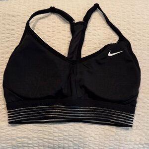Nike Women's Black Sports Bra with Silver Accents